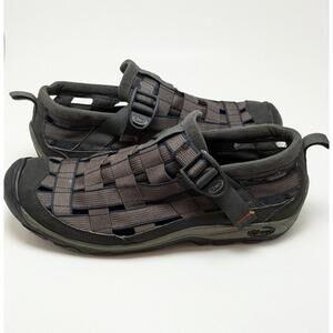 Mens Chaco Paradox Brown Woven Closed Toe Gunmetal Water Slip On Sandals Size 9